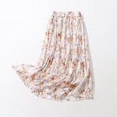 Chiffon-Kleid mit Print, elastischer Faltenrock mit hoher Taille und schlankmachendem A-Linien-Midirock